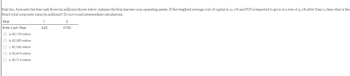 irm's total corporate value (in millions)? Do not round intermediate calculations.