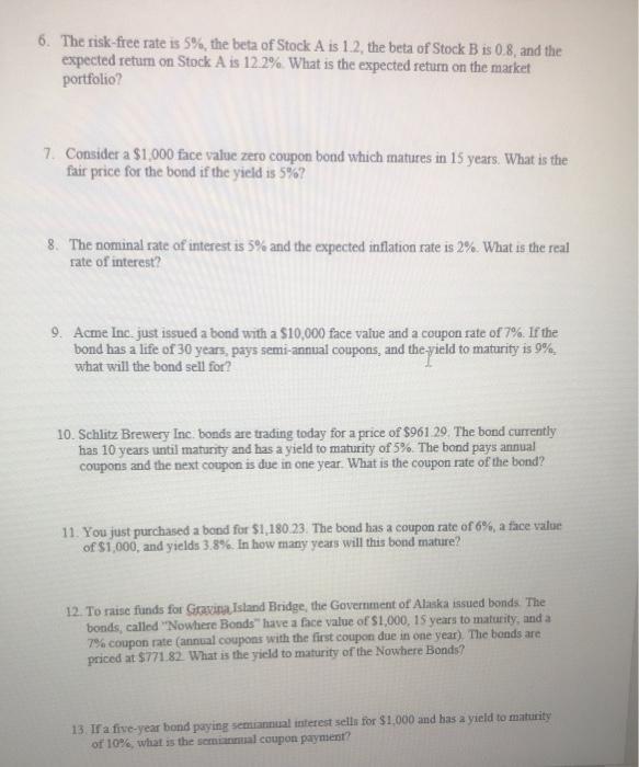 are the expected returns for the Market and for Security ? STATE