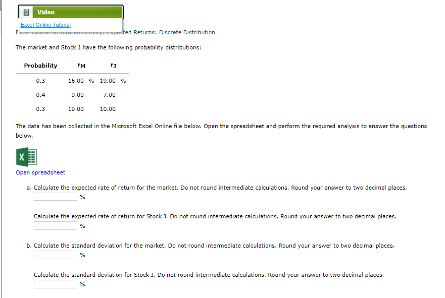 B Expected Returns: Discrete Distribution Probability Distributions: Probability IM 0.3 16.00% 0.4