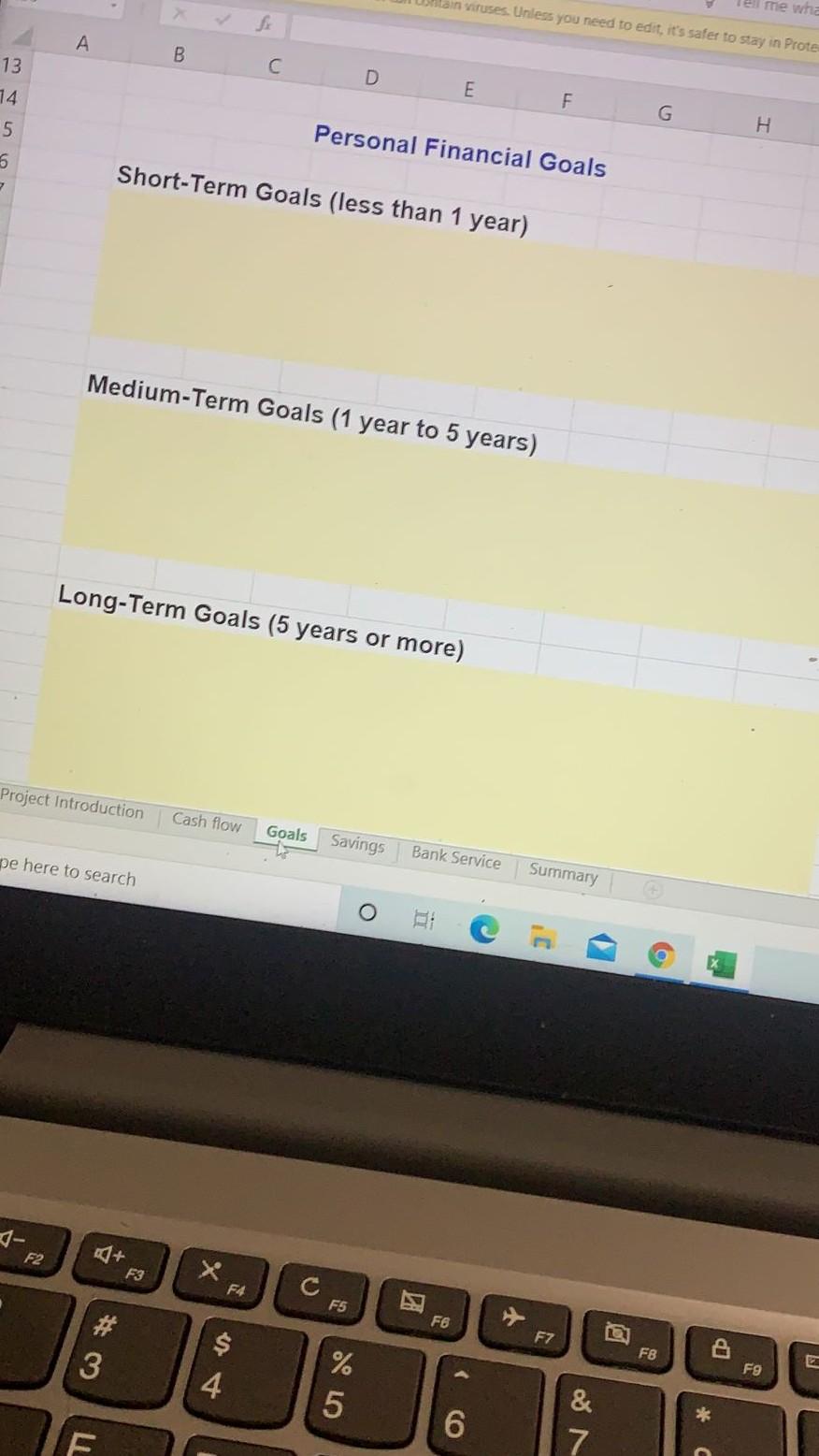 C Name: 1 Date: Building Your Own Financial Plan Goals 1. Determine