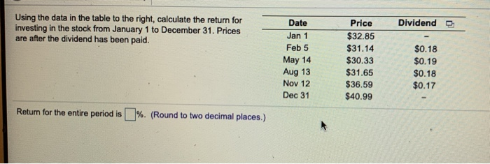  Using the data in the table to the right, calculate the