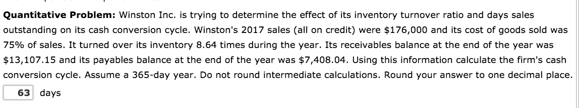 this was marked wrong Quantitative Problem: Winston Inc. is trying to determine