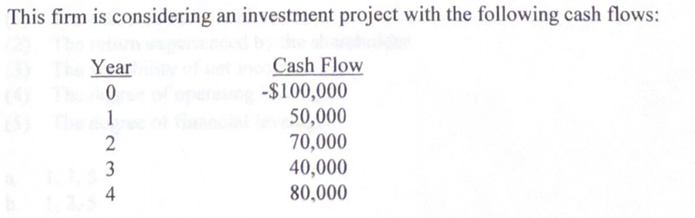 Please find the project's regular payback. This firm is considering an investment