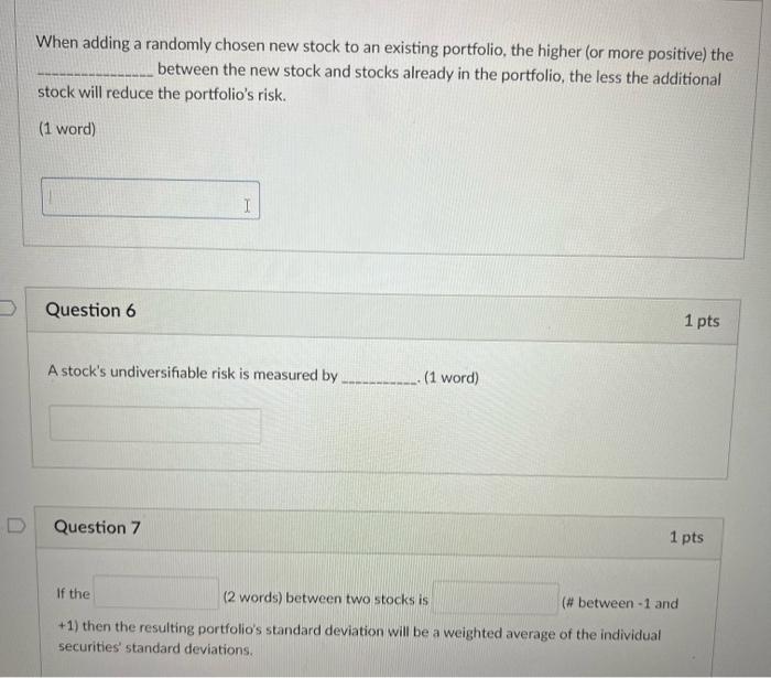 5,6, and 7 When adding a randomly chosen new stock to an