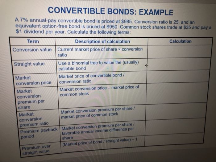  mainly: Binomial tree CONVERTIBLE BONDS: EXAMPLE A 7% annual-pay convertible bond
