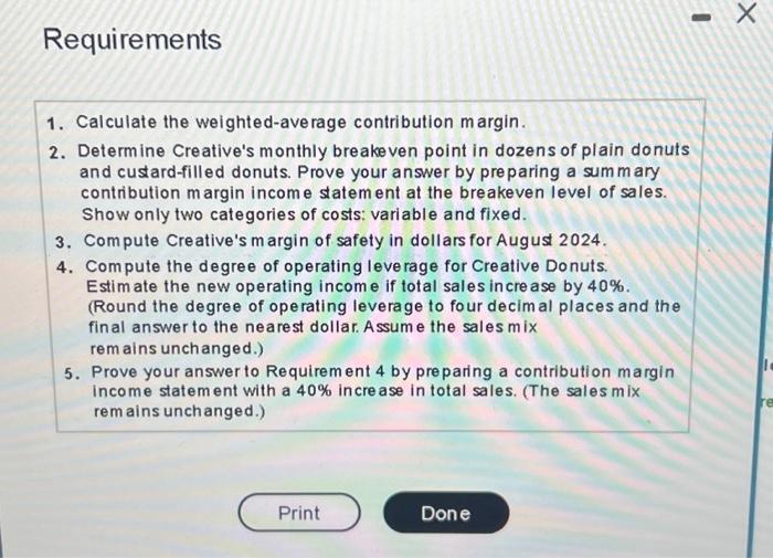every dozen custard-filled donuts. A dozen plain donuts sells for $3.40, with