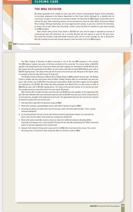 I only need help with question #4 and question #5 CLOSING CASE