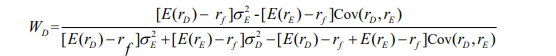 The solution for the weights for the optimal risky portfolio is as