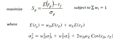 the following: WE = 1-WD In WD, Let RD = E(rD)- rf