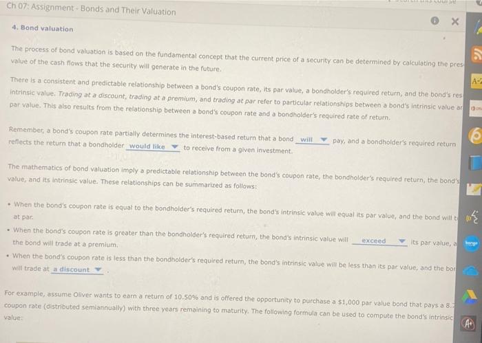  Ch 07: Assignment - Bonds and Their Valuation 0 X 4.