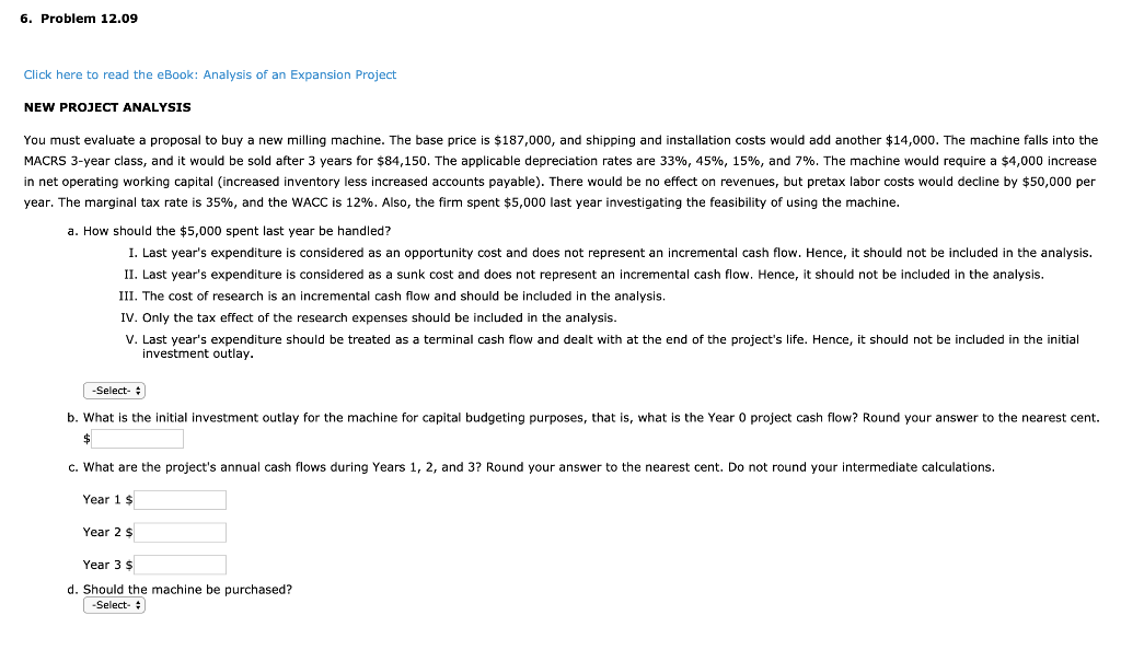 6. Problem 12.09 Click here to read the eBook: Analysis of