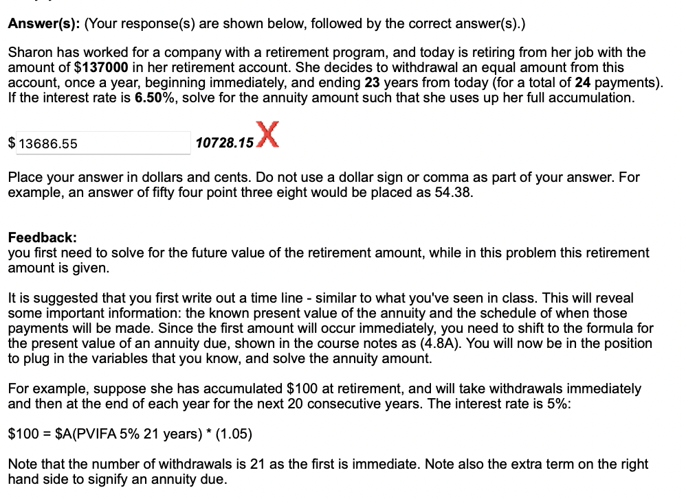  Answer(s): (Your response(s) are shown below, followed by the correct answer(s).)