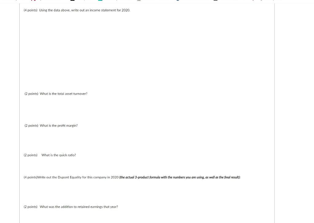 the same data. Read carefully and show all work. Make sure I