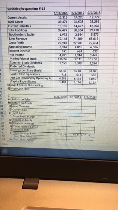 calculate Question 5 ,6 a, B, C, D, E, F, G, H,