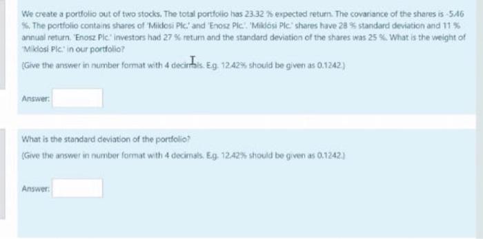 the covariance is - 5.46 please also explain the caculation of covariance,do