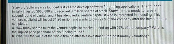  Starware Software was founded last year to develop software for gaming