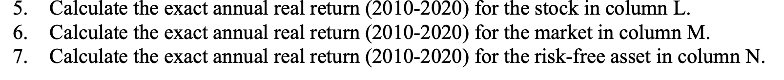H. 2. Calculate the annual nominal return (2010-2020) for the market in