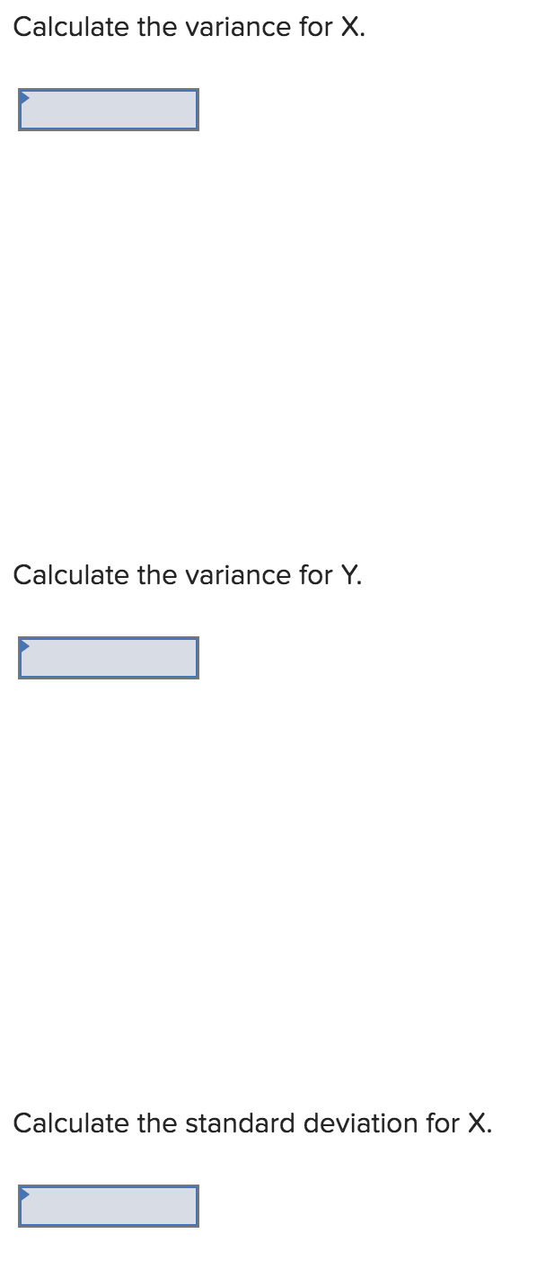 and the standard deviations for X and Y. Year 1 2 3