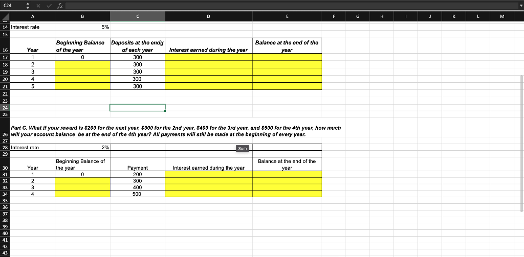 H I J K L M Part A. Calculate the total present