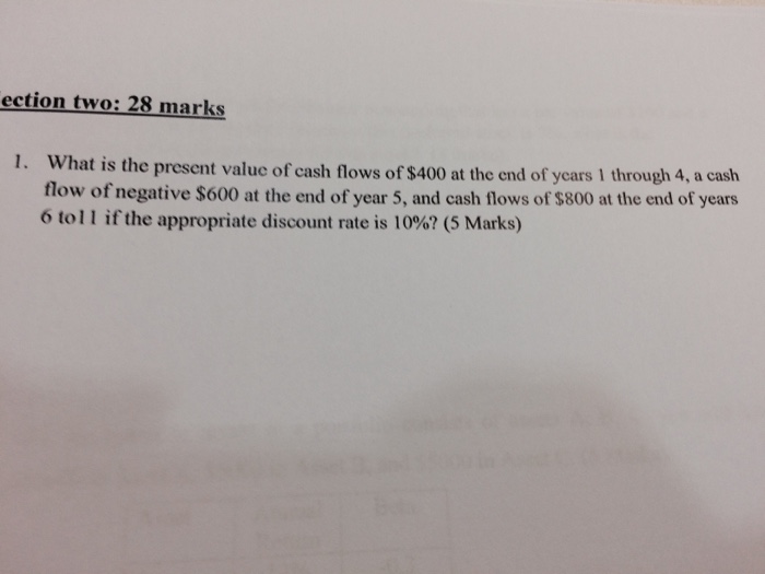  ection two: 28 marks hat is the present value of cash