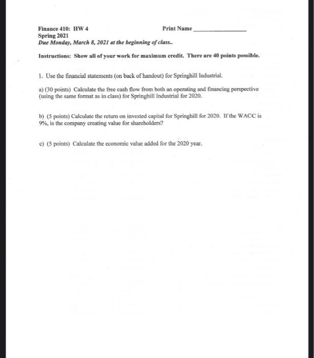  show all work and formulas please do not worry about the