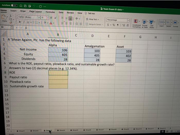  AutoSave OTT 8 Team Exam 01 data Home Insert Draw Page
