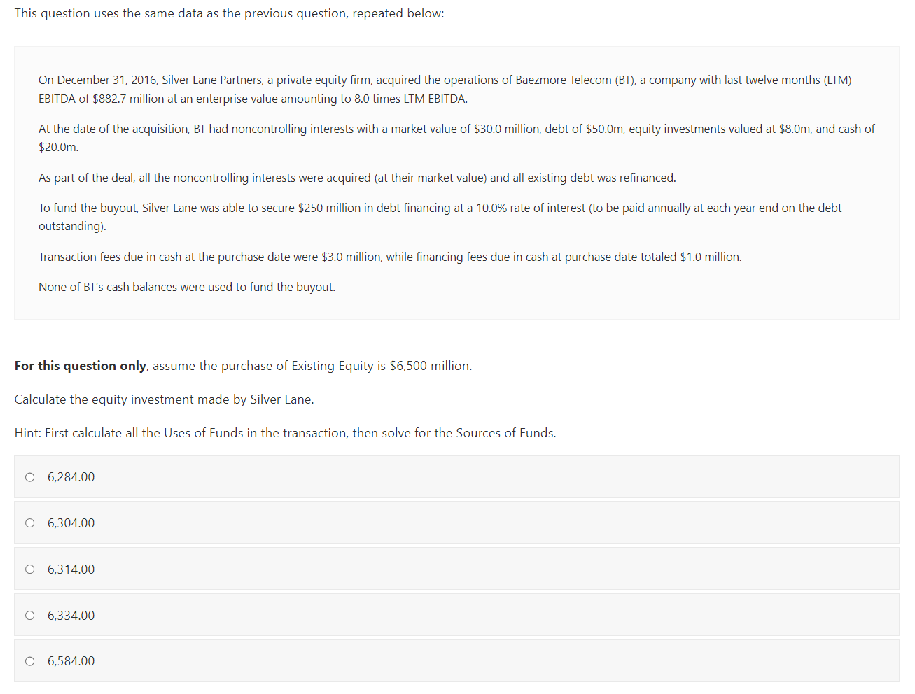  This question uses the same data as the previous question, repeated