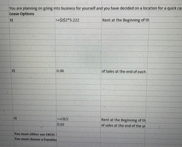 decided on a location for a quick ca Lease Options 1) =+$25.222