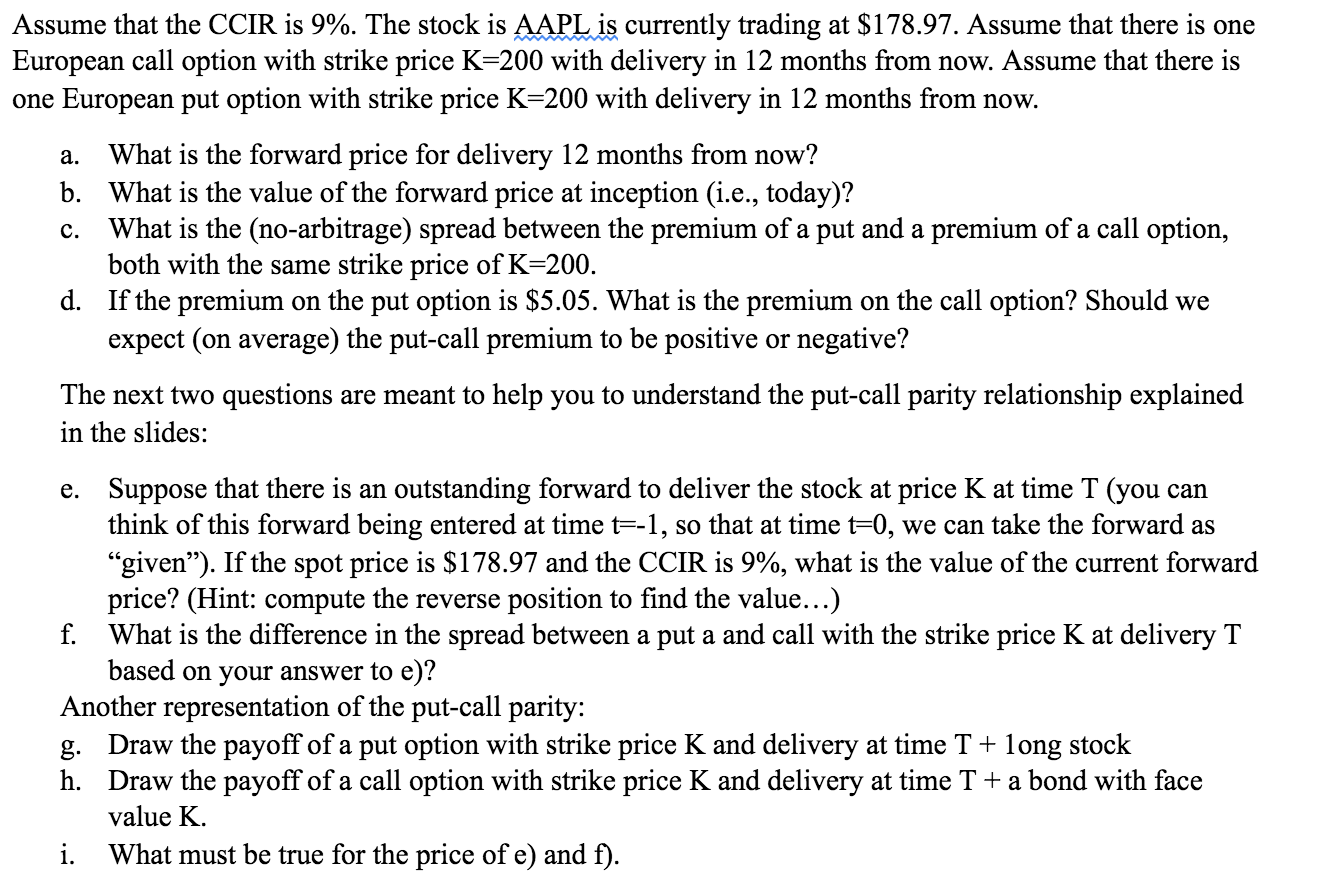 Please answer problem e-i, you can skip problem a-d. Thank you! Assume