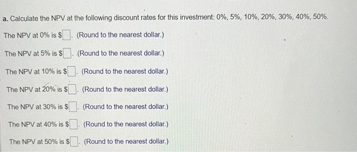 project that has the following rather unusual cash flow pattern: a. Calculate