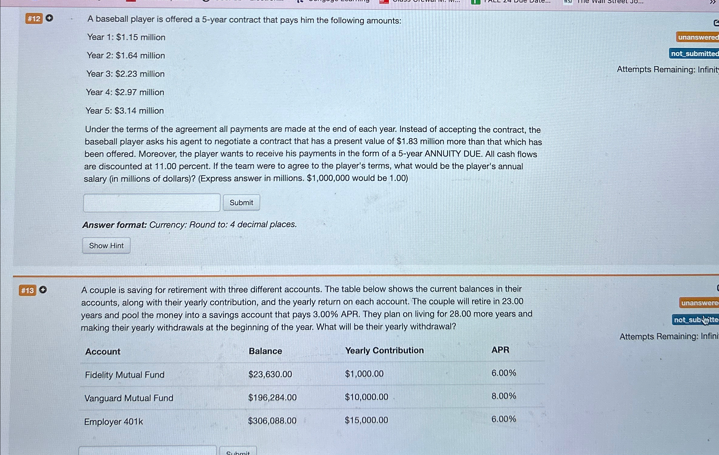  A baseball player is offered a 5-year contract that pays him