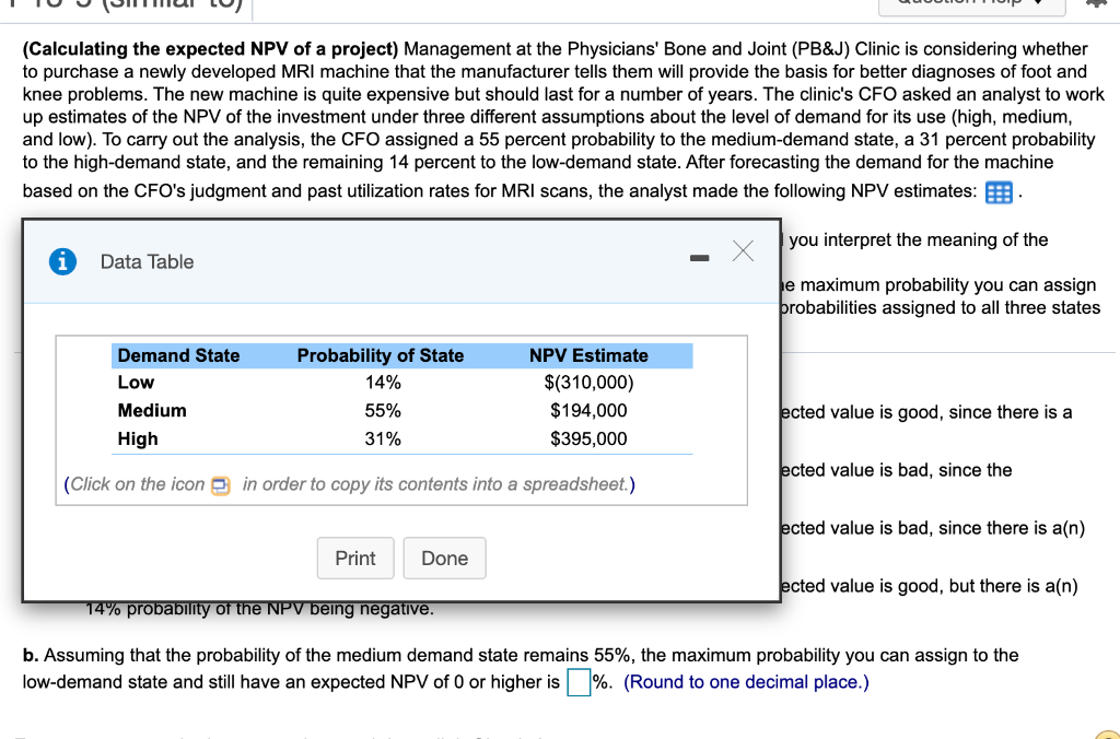i just need D. to be answer (Calculating the expected NPV