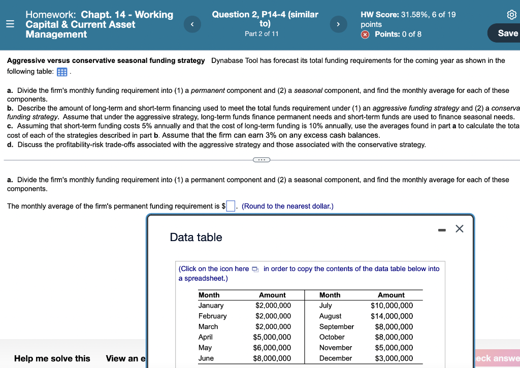 Homework: Chapt. 14 - Working = Capital & Current Asset Management