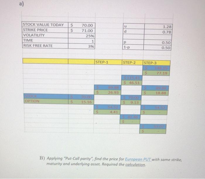  hello part "B" please given the information in A a) u
