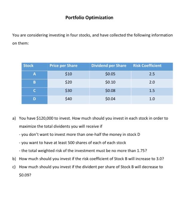 can you solve this using excel solver, only A Portfolio Optimization You