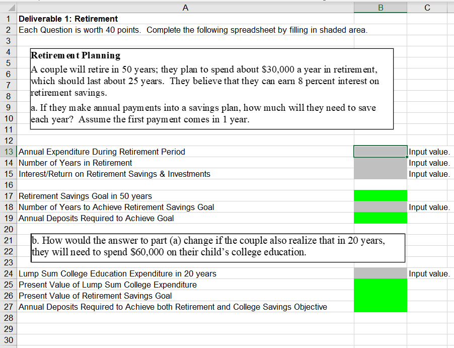 Need to solve part B of this question. Solve using excel