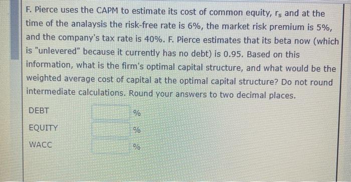 Pierce currently has no debt and no preferred stock, but it would