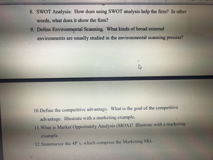 for the marketing function? 2. What is a SBU (strategic business unit),