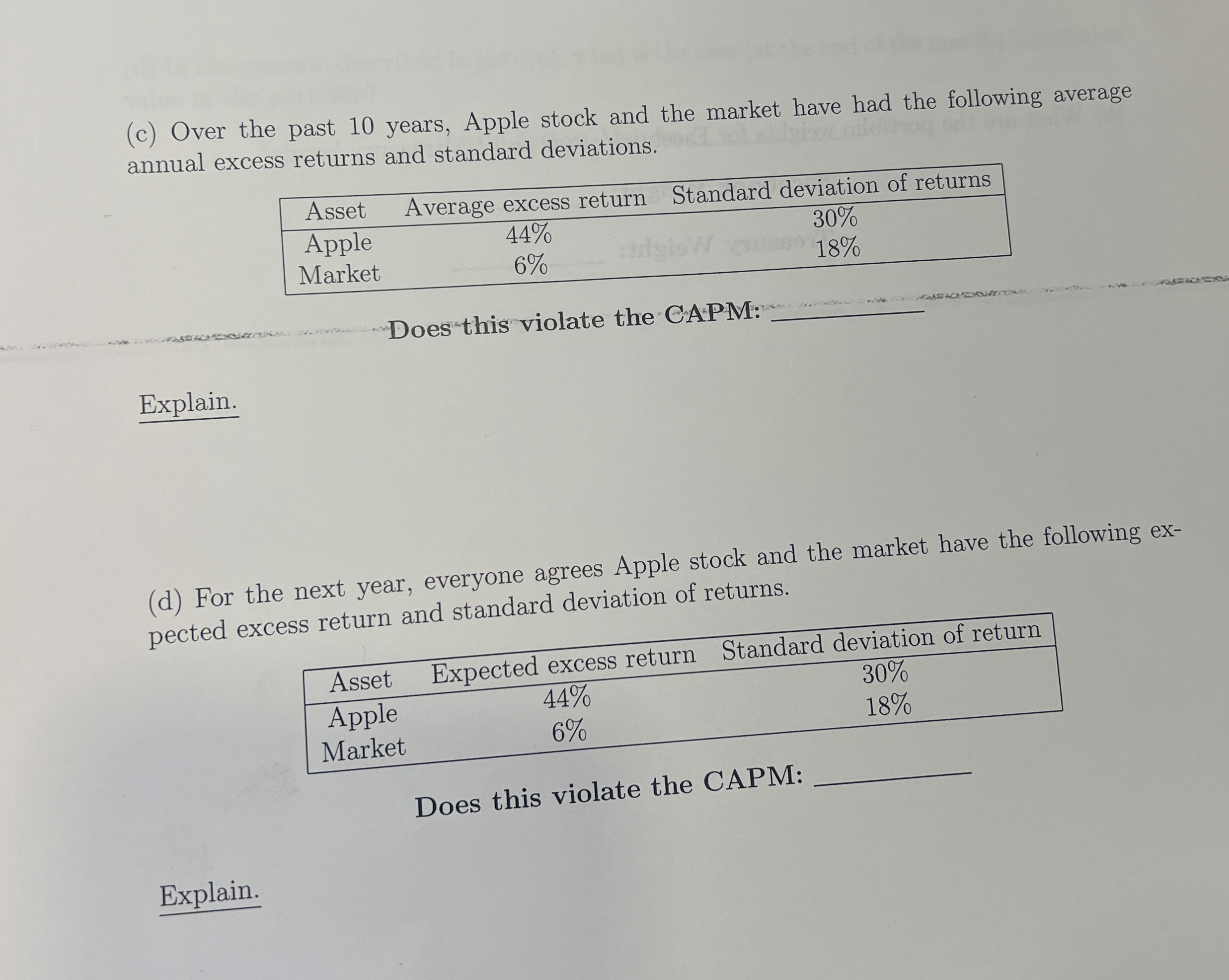  (c) Over the past 10 years, Apple stock and the market