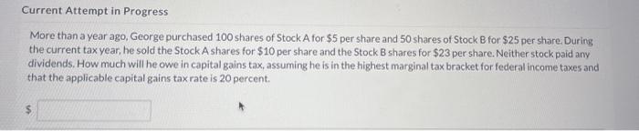  Current Attempt in Progress More than a year ago, George purchased