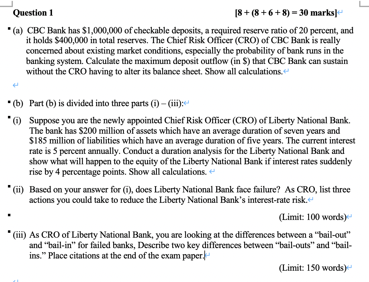  Question 1 [8+ (8 + 6 + 8) = 30 marks]