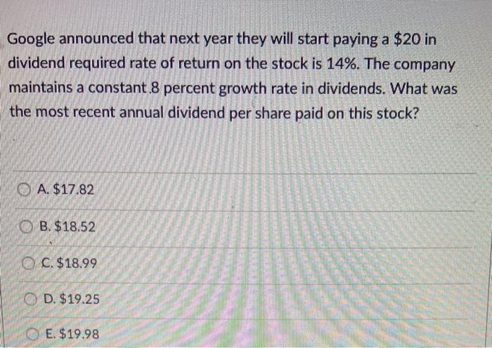  Google announced that next year they will start paying a $20