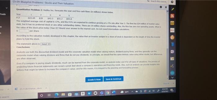  Tools Ch 09: Blueprint Problems - Stocks and Their Valuation 0