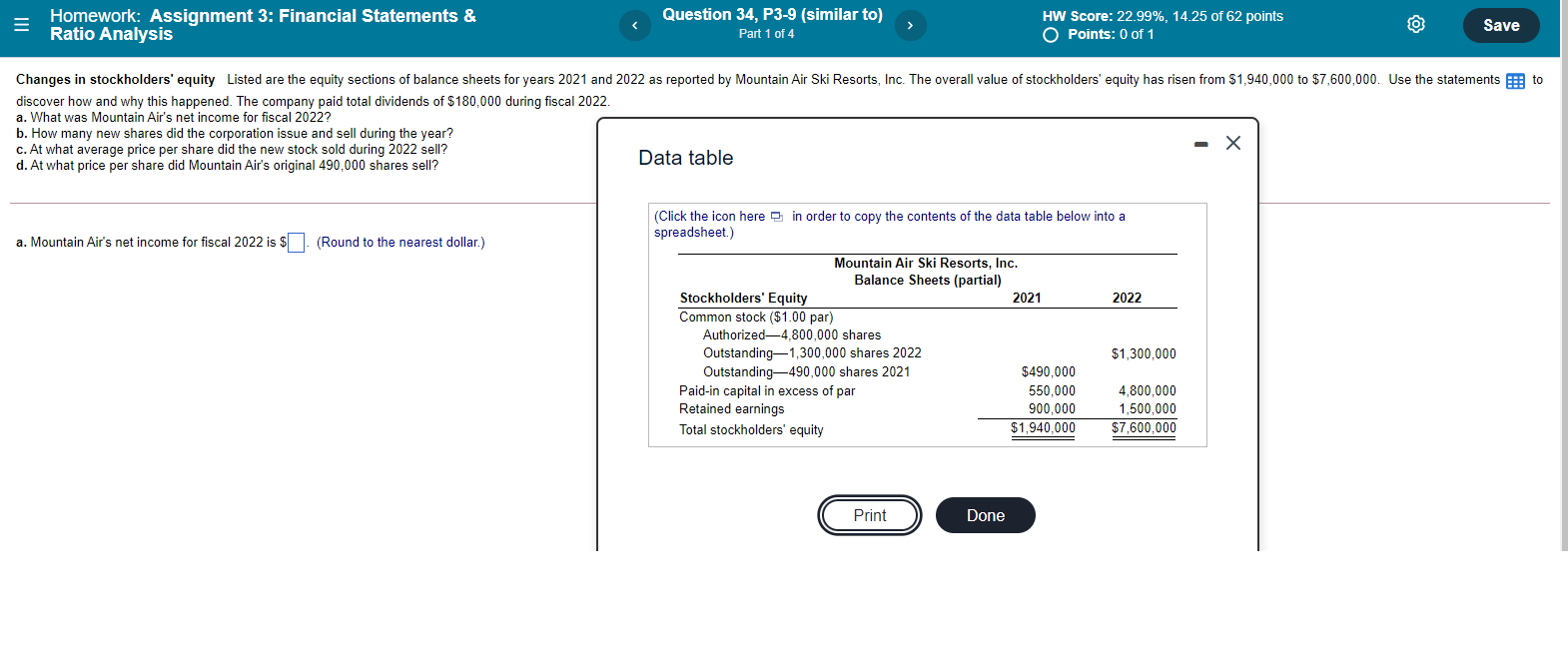 Homework: Assignment 3: Financial Statements & Ratio Analysis Question 34, P3-9