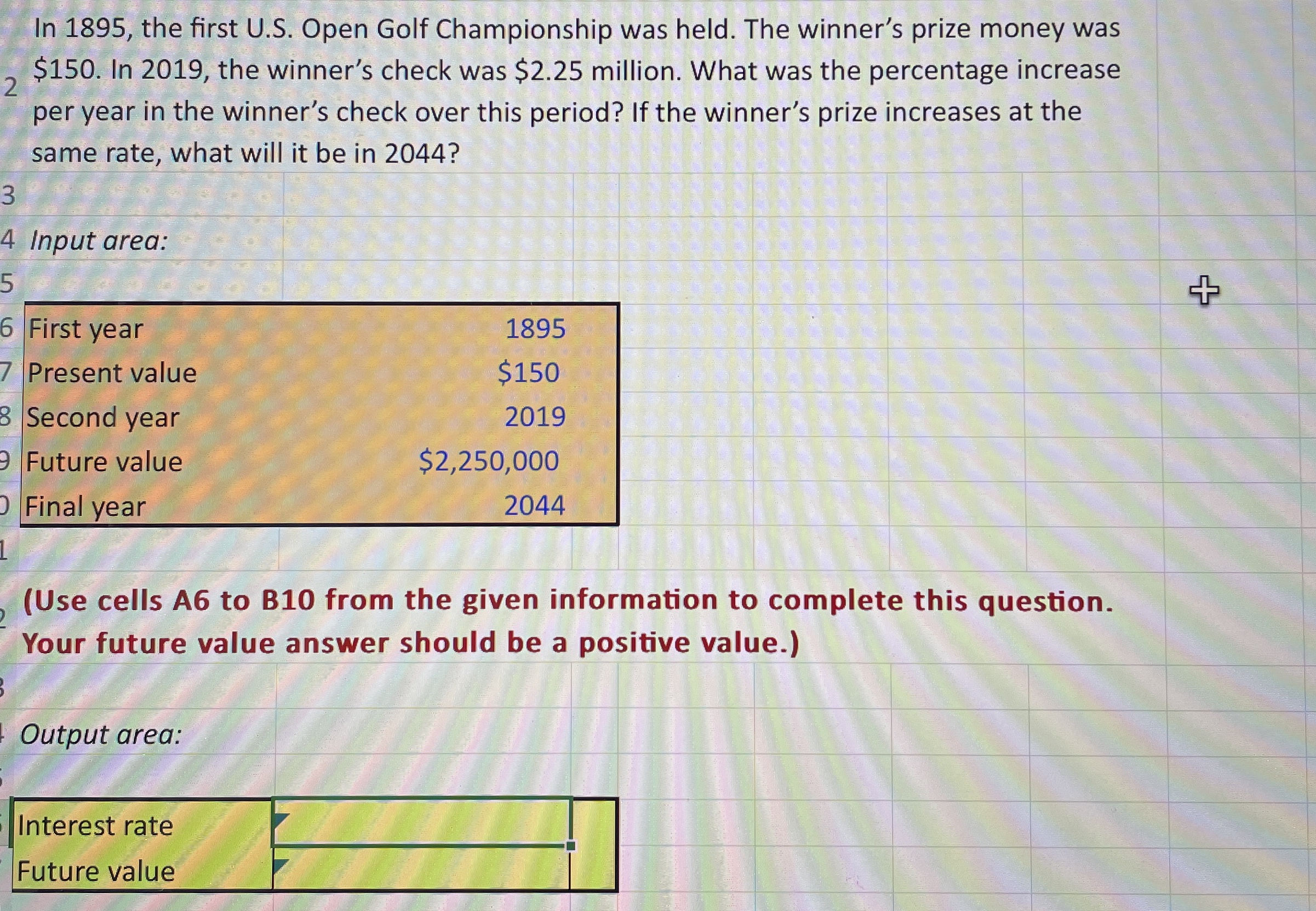  In 1895, the first U.S. Open Golf Championship was held. The