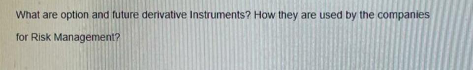 What are option and future derivative Instruments? How they are used