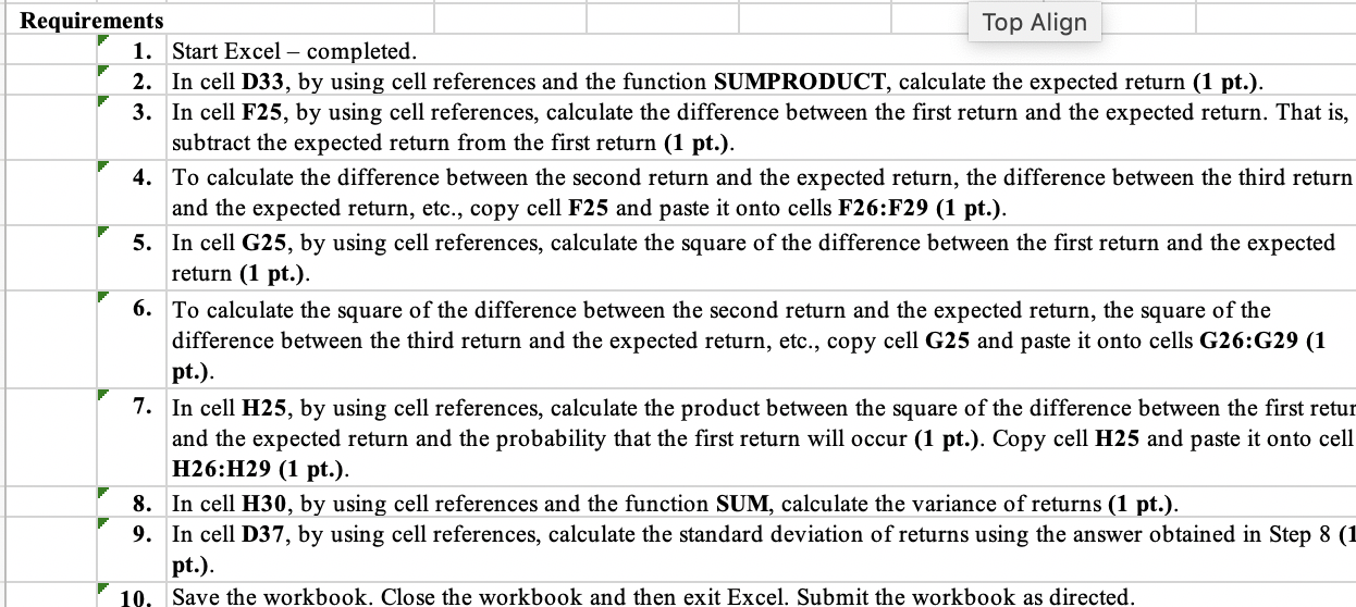 steps below using cell references to given data or previous calculations. In