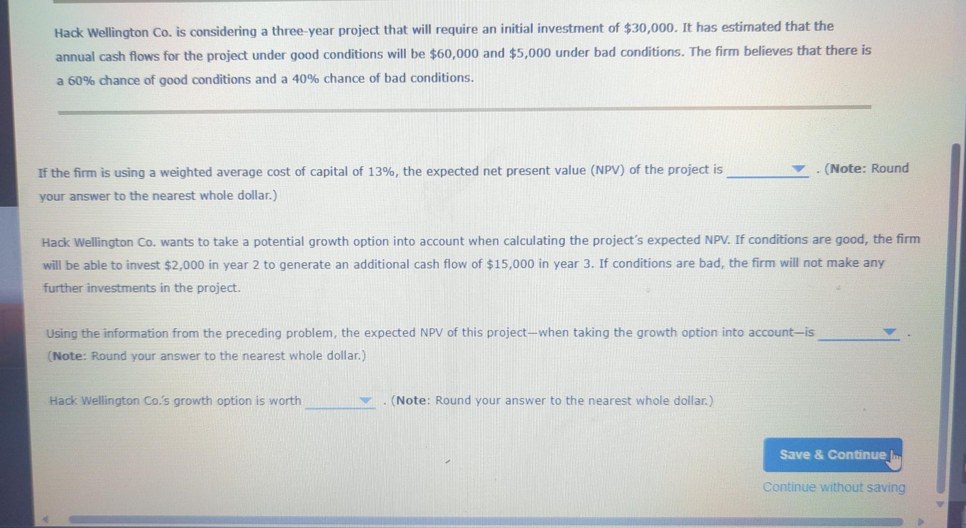 positive NPV opportunities in which the company does not invest. Companies must