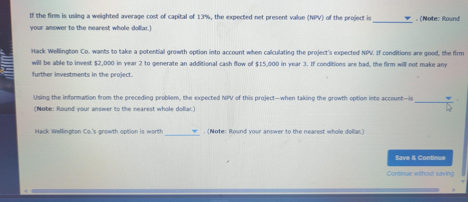 that would potentially contribute to the growth of the firm. These options