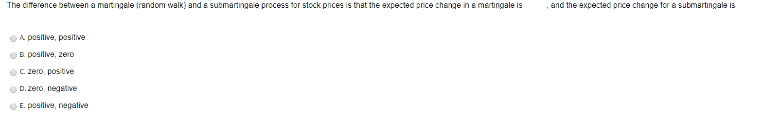 The difference between a martingale (random walk) and a submartingale process